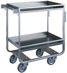 Made in USA - 650 Lb Capacity, 19-3/8" Wide x 32-5/8" Long x 34-1/2" High Standard Utility Cart - 2 Shelf, Stainless Steel, Swivel Casters - Benchmark Tooling