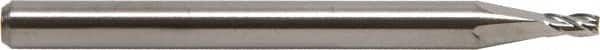 M.A. Ford - 1/32", 1/16" LOC, 1/8" Shank Diam, 1-1/2" OAL, 4 Flute, Solid Carbide Square End Mill - Single End, TiN Finish, Spiral Flute, 30° Helix, Centercutting, Right Hand Cut, Right Hand Flute - Benchmark Tooling