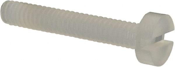 Made in USA - M2x0.40 Metric Coarse, 12mm Length Under Head Slotted Drive Machine Screw - Cheese Head, Grade 6/6 Nylon, Uncoated, Without Washer - Benchmark Tooling