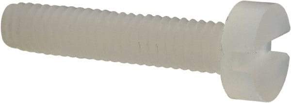 Made in USA - M2.5x0.45 Metric Coarse, 12mm Length Under Head Slotted Drive Machine Screw - Cheese Head, Grade 6/6 Nylon, Uncoated, Without Washer - Benchmark Tooling