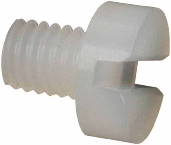 Made in USA - M3x0.50 Metric Coarse, 4mm Length Under Head Slotted Drive Machine Screw - Cheese Head, Grade 6/6 Nylon, Uncoated, Without Washer - Benchmark Tooling