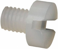 Made in USA - M3x0.50 Metric Coarse, 4mm Length Under Head Slotted Drive Machine Screw - Cheese Head, Grade 6/6 Nylon, Uncoated, Without Washer - Benchmark Tooling