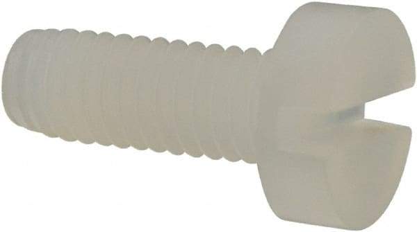 Made in USA - M3x0.50 Metric Coarse, 8mm Length Under Head Slotted Drive Machine Screw - Cheese Head, Grade 6/6 Nylon, Uncoated, Without Washer - Benchmark Tooling