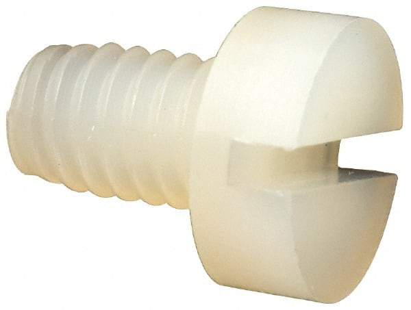 Made in USA - M4x0.70 Metric Coarse, 6mm Length Under Head Slotted Drive Machine Screw - Cheese Head, Grade 6/6 Nylon, Uncoated, Without Washer - Benchmark Tooling