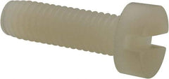 Made in USA - M5x0.80 Metric Coarse, 16mm Length Under Head Slotted Drive Machine Screw - Cheese Head, Grade 6/6 Nylon, Uncoated, Without Washer - Benchmark Tooling