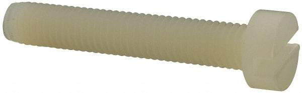 Made in USA - M5x0.80 Metric Coarse, 30mm Length Under Head Slotted Drive Machine Screw - Cheese Head, Grade 6/6 Nylon, Uncoated, Without Washer - Benchmark Tooling
