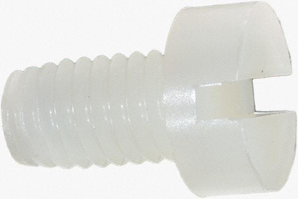 Made in USA - M6x1.00 Metric Coarse, 10mm Length Under Head Slotted Drive Machine Screw - Cheese Head, Grade 6/6 Nylon, Uncoated, Without Washer - Benchmark Tooling