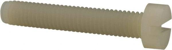 Made in USA - M6x1.00 Metric Coarse, 35mm Length Under Head Slotted Drive Machine Screw - Cheese Head, Grade 6/6 Nylon, Uncoated, Without Washer - Benchmark Tooling
