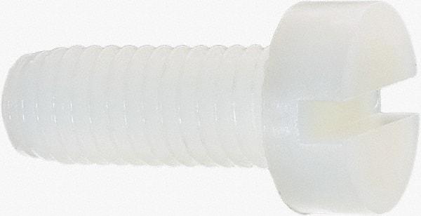 Made in USA - M8x1.25 Metric Coarse, 20mm Length Under Head Slotted Drive Machine Screw - Cheese Head, Grade 6/6 Nylon, Uncoated, Without Washer - Benchmark Tooling