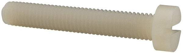 Made in USA - M8x1.25 Metric Coarse, 50mm Length Under Head Slotted Drive Machine Screw - Cheese Head, Grade 6/6 Nylon, Uncoated, Without Washer - Benchmark Tooling