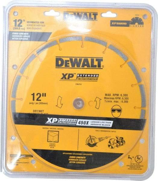 DeWALT - 12" Diam, 1" Arbor Hole Diam, Wet & Dry Cut Saw Blade - Diamond-Tipped, Standard Round Arbor - Benchmark Tooling