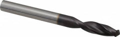 Guhring - 0.252" 130° Parabolic Flute Powdered Metal Screw Machine Drill Bit - FIREX Finish, Right Hand Cut, 1.2205" Flute Length, 2.7559" OAL, Standard Point, Straight Shank - Benchmark Tooling