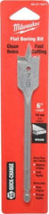 Milwaukee Tool - 7/8", 1/4" Straight Shank, Bright Finish, Carbon Steel, Spade Blade Drill Bit - 2 Spurs, 6-3/8" Overall Length, Wire Fishing Hole - Benchmark Tooling