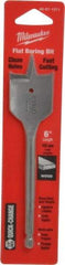 Milwaukee Tool - 1-3/8", 1/4" Straight Shank, Bright Finish, Carbon Steel, Spade Blade Drill Bit - 2 Spurs, 6-3/8" Overall Length, Wire Fishing Hole - Benchmark Tooling