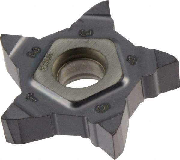 Iscar - PENTA24N480 IC908 Grade, 0.189" Cutting Width, Carbide Cutoff Insert - Neutral Lead Angle, 0.0079" Cnr Rad, TiAlN Coated - Benchmark Tooling