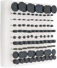 Grier Abrasives - 100 Piece Aluminum Oxide Vitrified Mounted Stone Abrasive Point Set - Includes Shapes W215, W152, W154, W160, W144, W200, W166, W176, W163 & W185 - Benchmark Tooling