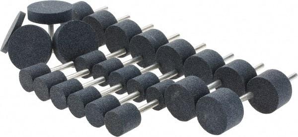 Grier Abrasives - 25 Piece Aluminum Oxide Vitrified Mounted Stone Abrasive Point Set - Includes 11 Shape W220 & 10 Shape W237 - Benchmark Tooling