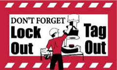 NMC - Don't Forget - Lockout Tagout, 60 Inch Long x 36 Inch High, Safety Banner - Polyethylene, English, Printed on 1 Side - Benchmark Tooling