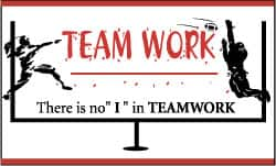 NMC - Team Work - There Is No "I" in Teamwork, 60 Inch Long x 36 Inch High, Safety Banner - Polyethylene, English, Printed on 1 Side - Benchmark Tooling