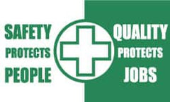 NMC - Safety Protects People - Quality Protects Jobs, 60 Inch Long x 36 Inch High, Safety Banner - Polyethylene, English, Printed on 1 Side - Benchmark Tooling