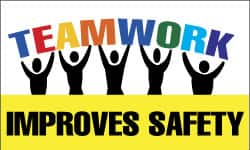 NMC - Teamwork Improves Safety, 60 Inch Long x 36 Inch High, Safety Banner - Polyethylene, English, Printed on 1 Side - Benchmark Tooling