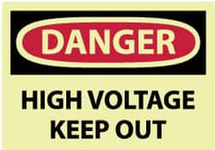 NMC - Accident Prevention Label, Header: DANGER - Legend: Danger - High Voltage - Keep Out, English, Red & Black & Yellow, 5" Long x 3" High, Sign Muscle Finish - Benchmark Tooling