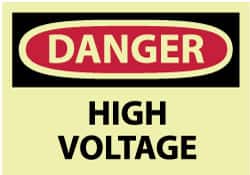 NMC - Accident Prevention Label, Header: DANGER - Legend: Danger - High Voltage, English, Red & Black & Yellow, 5" Long x 3" High, Sign Muscle Finish - Benchmark Tooling