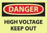 NMC - "Danger - High Voltage - Keep Out", 10" Long x 14" Wide, Rigid Plastic Safety Sign - Rectangle, 0.05" Thick, Use for Accident Prevention - Benchmark Tooling