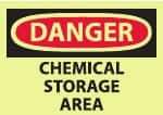 NMC - "Danger - Chemical Storage Area", 10" Long x 14" Wide, Pressure-Sensitive Vinyl Safety Sign - Rectangle, 0.004" Thick, Use for Hazardous Materials - Benchmark Tooling