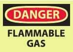 NMC - "Danger - Flammable Gas", 10" Long x 14" Wide, Pressure-Sensitive Vinyl Safety Sign - Rectangle, 0.004" Thick, Use for Hazardous Materials - Benchmark Tooling