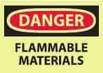 NMC - "Danger - Flammable Materials", 10" Long x 14" Wide, Pressure-Sensitive Vinyl Safety Sign - Rectangle, 0.004" Thick, Use for Hazardous Materials - Benchmark Tooling