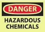 NMC - "Danger - Hazardous Chemicals", 10" Long x 14" Wide, Pressure-Sensitive Vinyl Safety Sign - Rectangle, 0.004" Thick, Use for Hazardous Materials - Benchmark Tooling