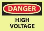 NMC - "Danger - High Voltage", 10" Long x 14" Wide, Pressure-Sensitive Vinyl Safety Sign - Rectangle, 0.004" Thick, Use for Accident Prevention - Benchmark Tooling