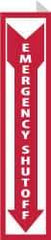 NMC - "Emergency Shut-Off", 18" Long x 4" Wide, Rigid Plastic Safety Sign - Rectangle, 0.05" Thick, Use for Accident Prevention - Benchmark Tooling