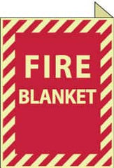 NMC - Fire Blanket, Plastic Fire Sign - 9" Wide x 12" High, Glow-in-the-Dark - Benchmark Tooling