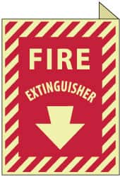 NMC - Fire Extinguisher, Plastic Fire Sign - 9" Wide x 12" High, Glow-in-the-Dark - Benchmark Tooling