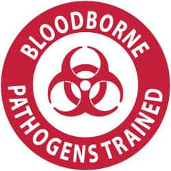 NMC - Bloodborne Pathogens Trained, Hard Hat Label - Red on White, 2" Thick, For Accident Prevention - Benchmark Tooling