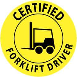 NMC - Certified Forklift Driver, Hard Hat Label - Black on Yellow, 2" Thick, For Certified Operator - Benchmark Tooling