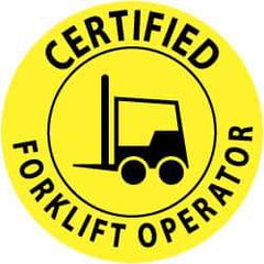 NMC - Certified Forklift Operator, Hard Hat Label - Black on Yellow, 2" Thick, For Certified Operator - Benchmark Tooling