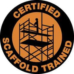 NMC - Certified Scaffold Trained, Hard Hat Label - Orange on Black, 2" Thick, For Certified Operator - Benchmark Tooling