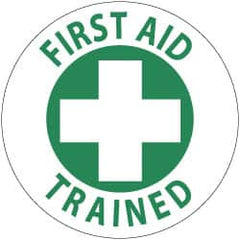 NMC - First Aid Trained, Hard Hat Label - Green on White, 2" Thick, For Accident Prevention - Benchmark Tooling