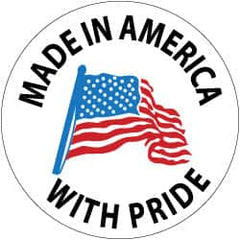 NMC - Made in America with Pride, Hard Hat Label - Blue & Black on White, Red, 2" Thick, For Accident Prevention - Benchmark Tooling