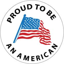 NMC - Proud to Be an American, Hard Hat Label - Blue & Black on White, Red, 2" Thick, For Accident Prevention - Benchmark Tooling