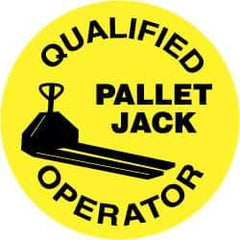 NMC - Qualified Pallet Jack Operator, Hard Hat Label - Black on Yellow, 2" Thick, For Certified Operator - Benchmark Tooling