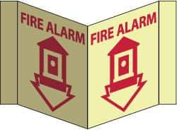 NMC - Fire Alarm, Acrylic Fire Sign - 8-3/4" Wide x 5-3/4" High, Glow-in-the-Dark - Benchmark Tooling