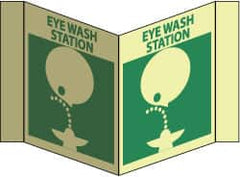 NMC - "Eye Wash Station", 5-3/4" Long x 8-3/4" Wide, Rigid Plastic Safety Sign - Rectangle, 0.125" Thick, Use for First Aid - Benchmark Tooling