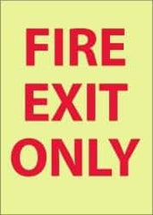 NMC - Fire Exit Only, Plastic Fire Sign - 14" Wide x 10" High, Glow-in-the-Dark - Benchmark Tooling