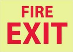 NMC - Fire Exit, Pressure Sensitive Vinyl Fire Sign - 14" Wide x 10" High, Glow-in-the-Dark - Benchmark Tooling