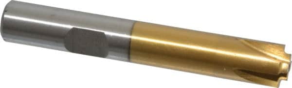 Interstate - 1/32" Radius, 3/8" Mill Diam, 4 Flute High Speed Steel Corner Rounding End Mill - Single End, TiN Finish, 2-1/2" OAL, 3/8" Shank Diam - Benchmark Tooling