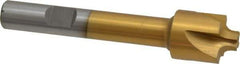 Interstate - 1/8" Radius, 5/8" Mill Diam, 4 Flute High Speed Steel Corner Rounding End Mill - Single End, TiN Finish, 3" OAL, 3/8" Shank Diam - Benchmark Tooling